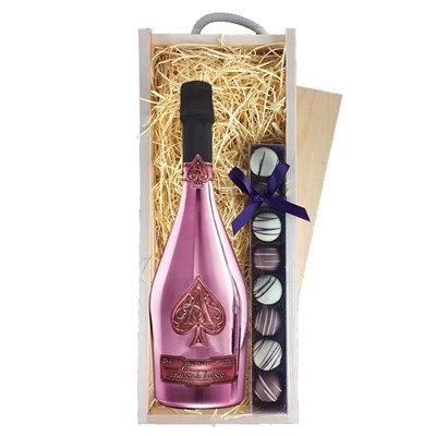 Armand de Brignac Brut Rose NV 75cl & Truffles, Wooden Box
